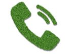 Icon of calling phone in lush green grass